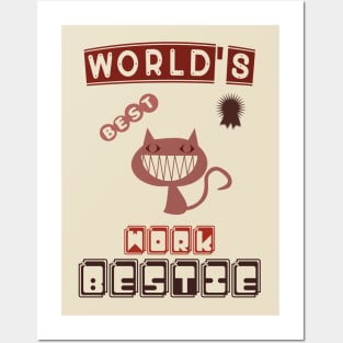 World's best work bestie, funny cat design Posters and Art